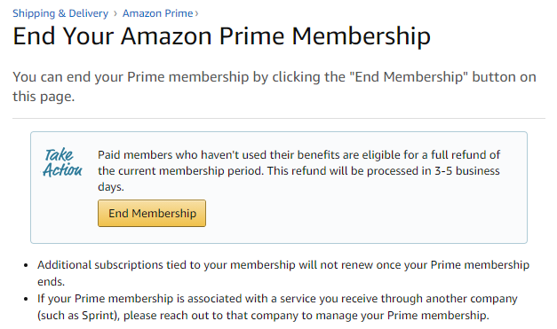 How to cancel your Amazon Prime Membership in a single click