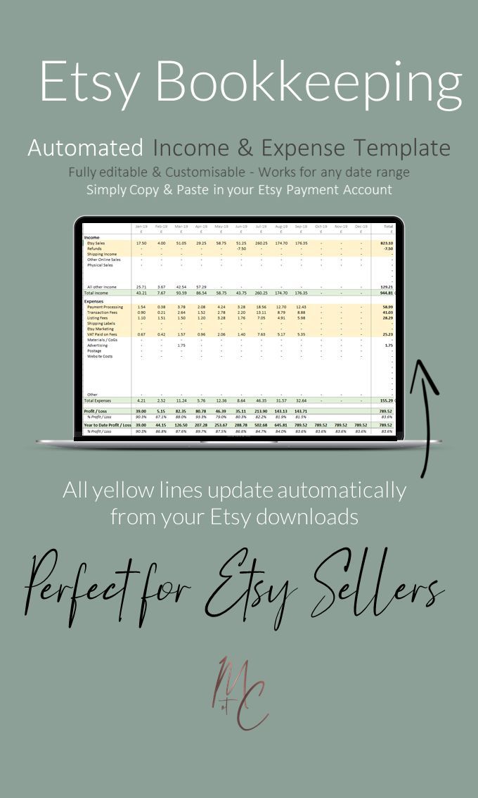 Etsy Seller Automated Bookkeeping Spreadsheet UK  AU  Etsy 