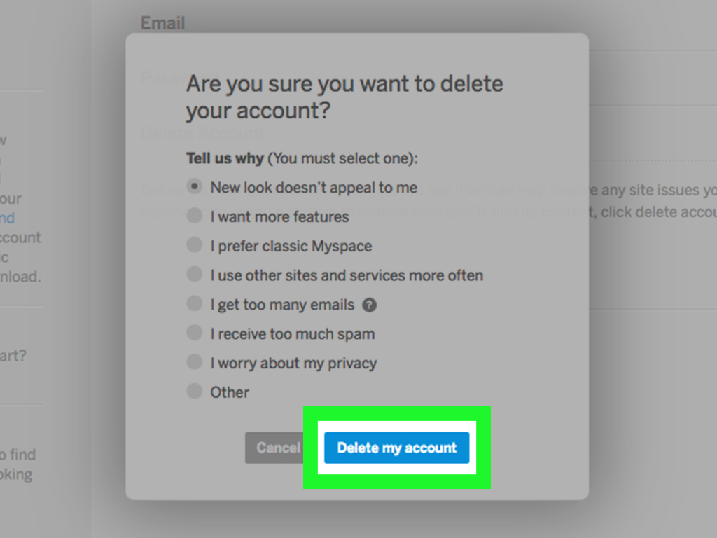 How to Cancel Your MySpace Account 7 Steps with Pictures