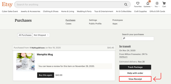 Find your Etsy Order Number  My Mugs  Kisses