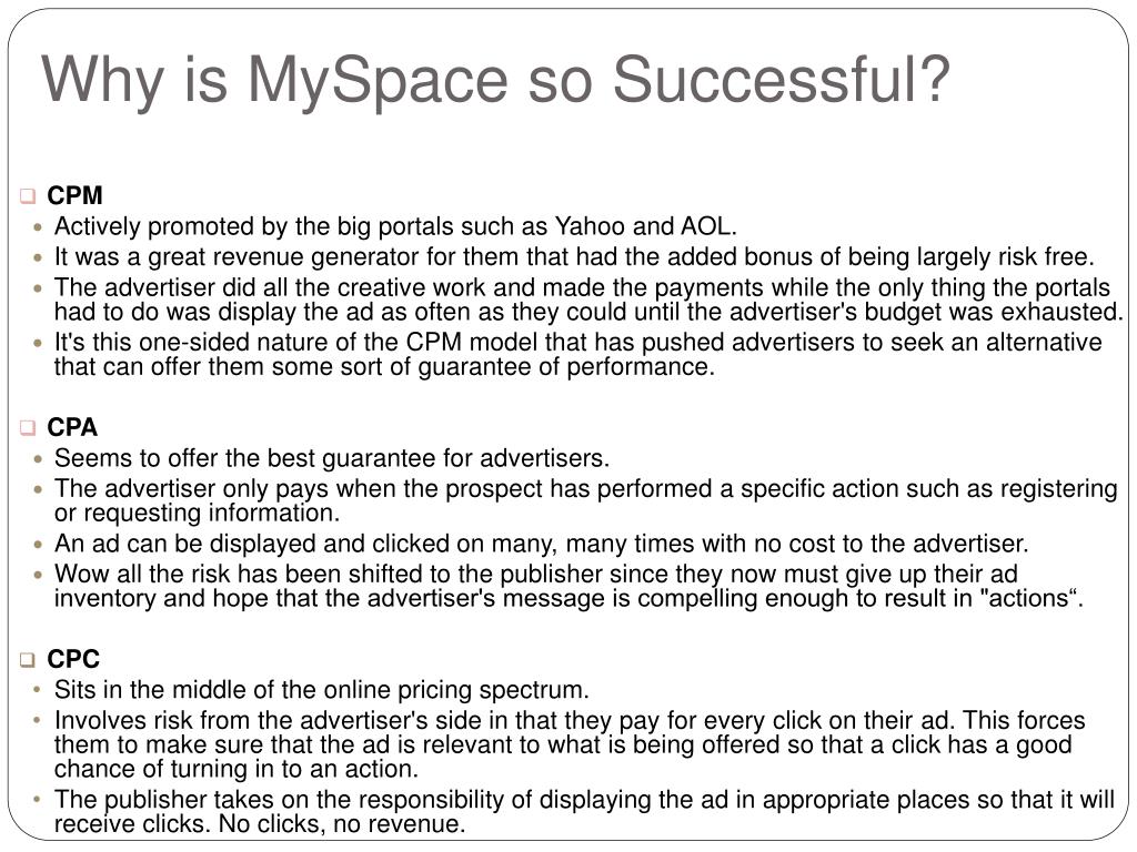 Understanding the Myspace Revenue Model