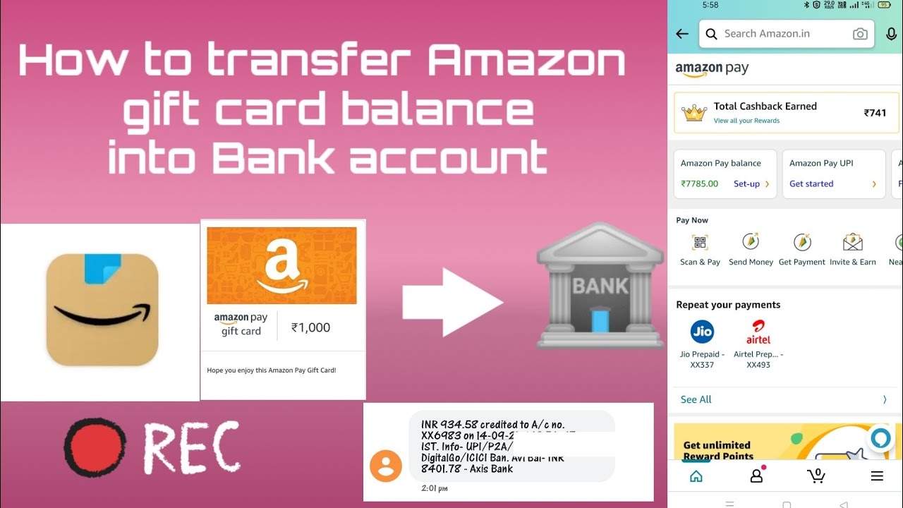 How to transfer Amazon gift card balance into Bank account  Amazon 
