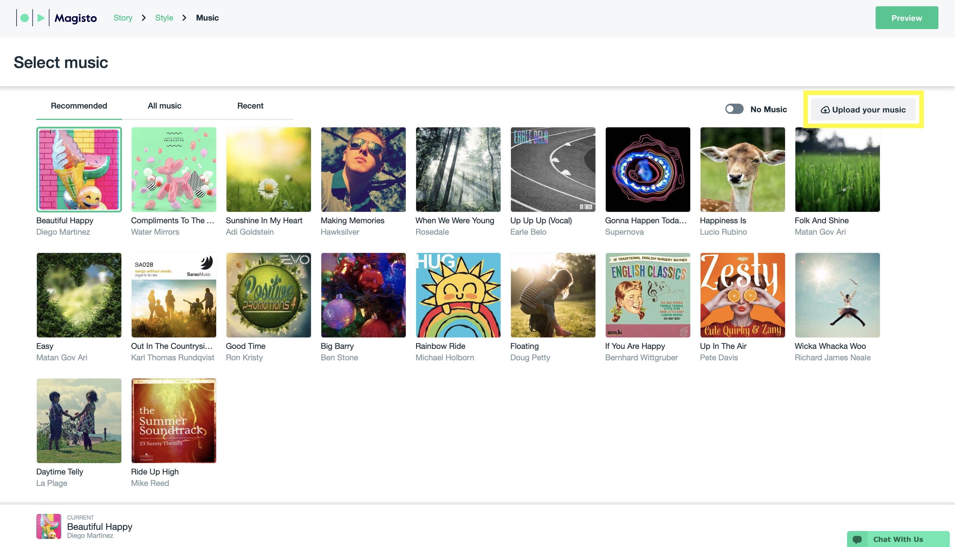 How do I upload my own music Web Help Learning Center