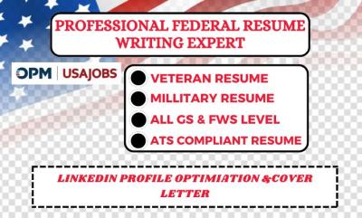 I will create ATS friendly federal and executive resumes with cover letter and LinkedIn