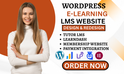 I will design e-learning education Tutor LMS website LearnDash LMS membership website