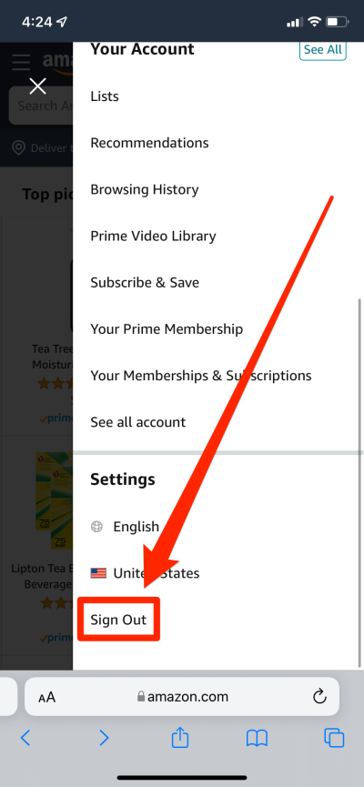 How to Sign Out on Amazon App