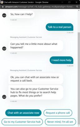 Chatting with Amazon Customer Service