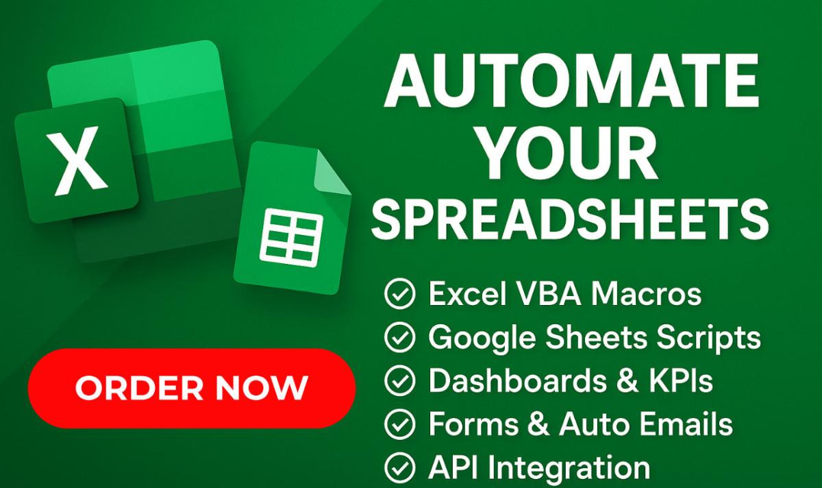 I will do Excel Spreadsheet VBA Macros Dashboard Google Sheet Excel Automation Forms