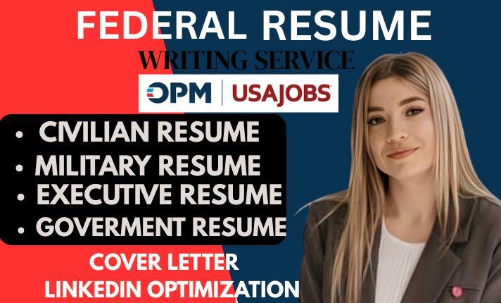 I will write federal resume executive resume writing PTQs KSA ECQS MTQS for USAJOBS