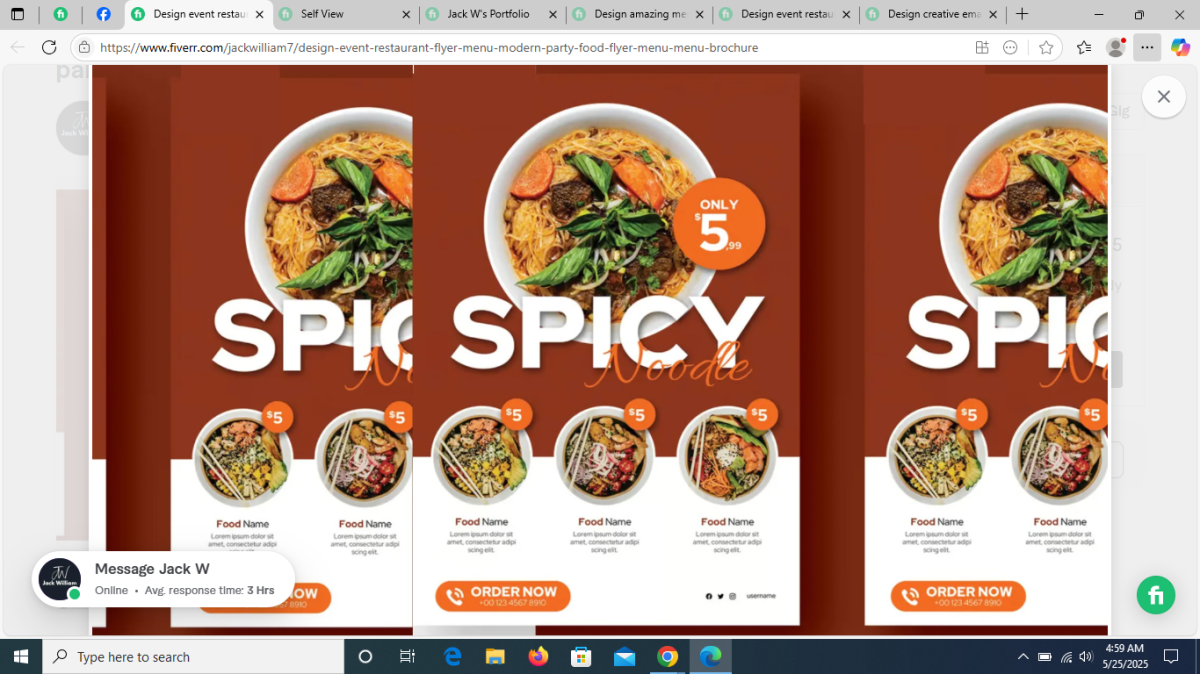 I will design event restaurant flyer menu, modern party food flyer menu, menu brochure
