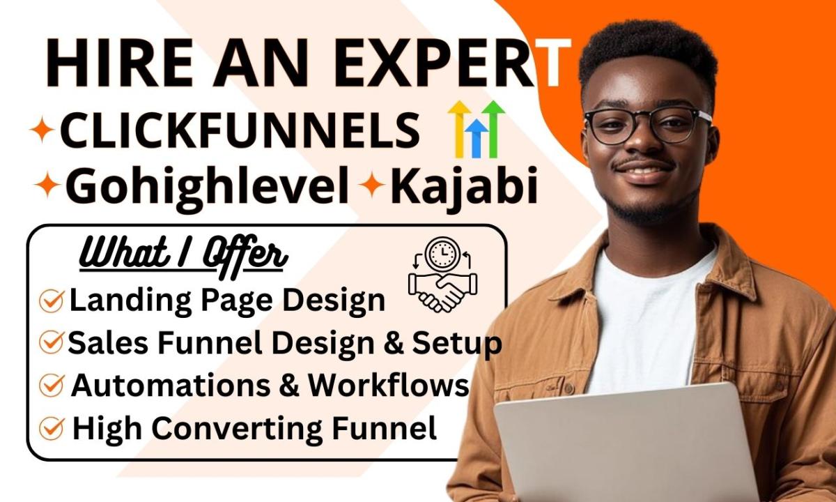 I Will GoHighLevel ClickFunnels Kajabi Membership Ebook Funnel Workflow Automations