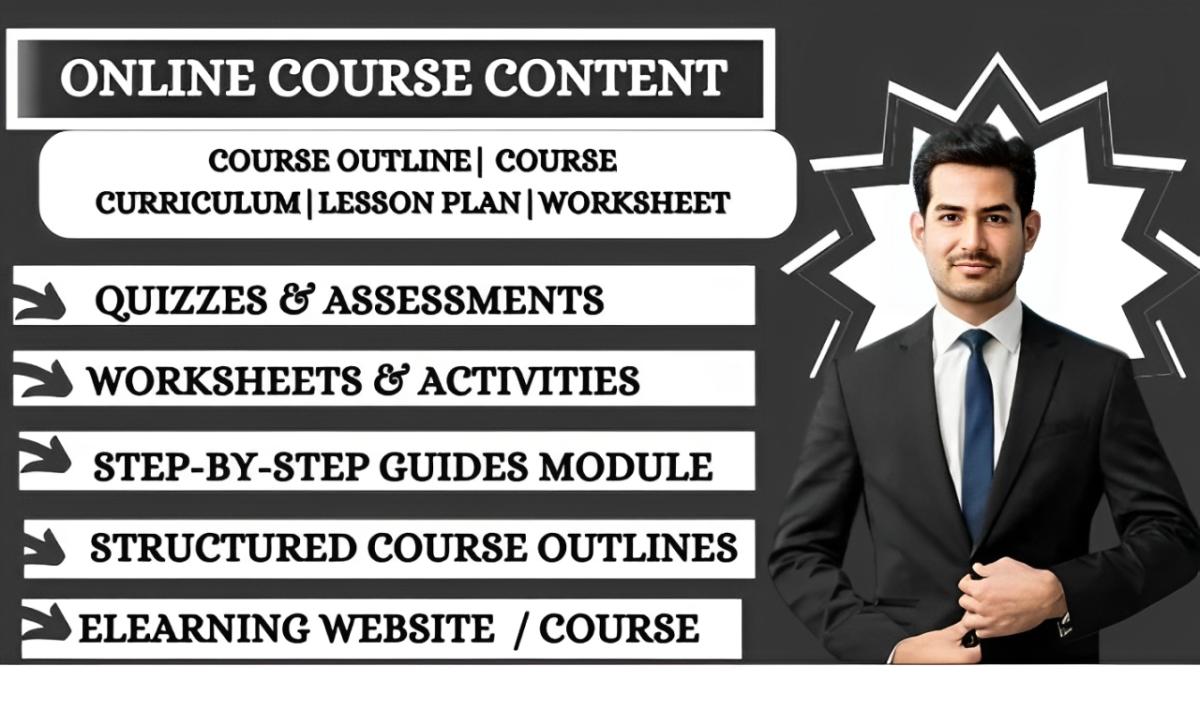 I Will Create Online Course Content, Outlines, Curriculum, Lesson Plan, and Worksheets