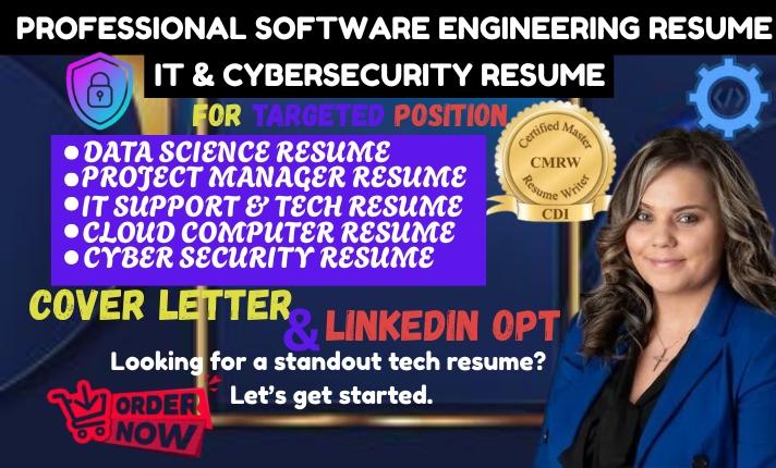 I will write professional cybersecurity resume software engineering resume tech roles