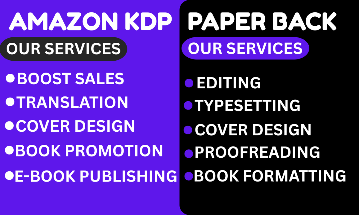 I will create a professional Amazon KDP book cover, book formatting, and book editing