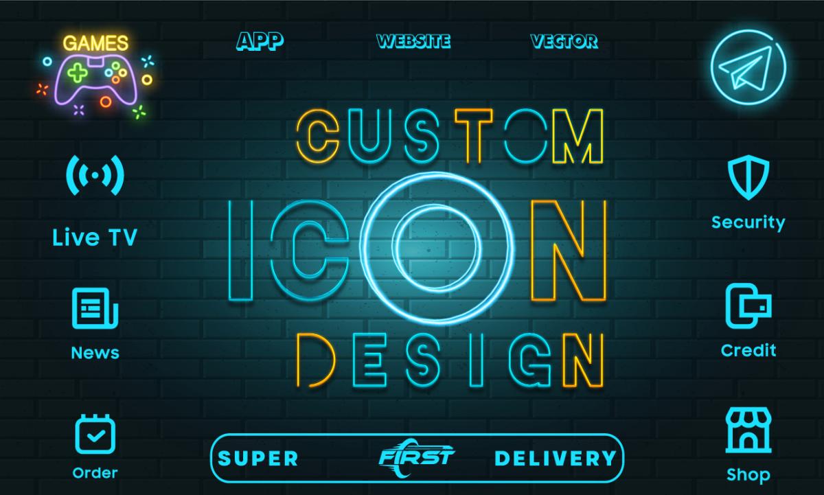 I will design custom flat icon logo set for website and app