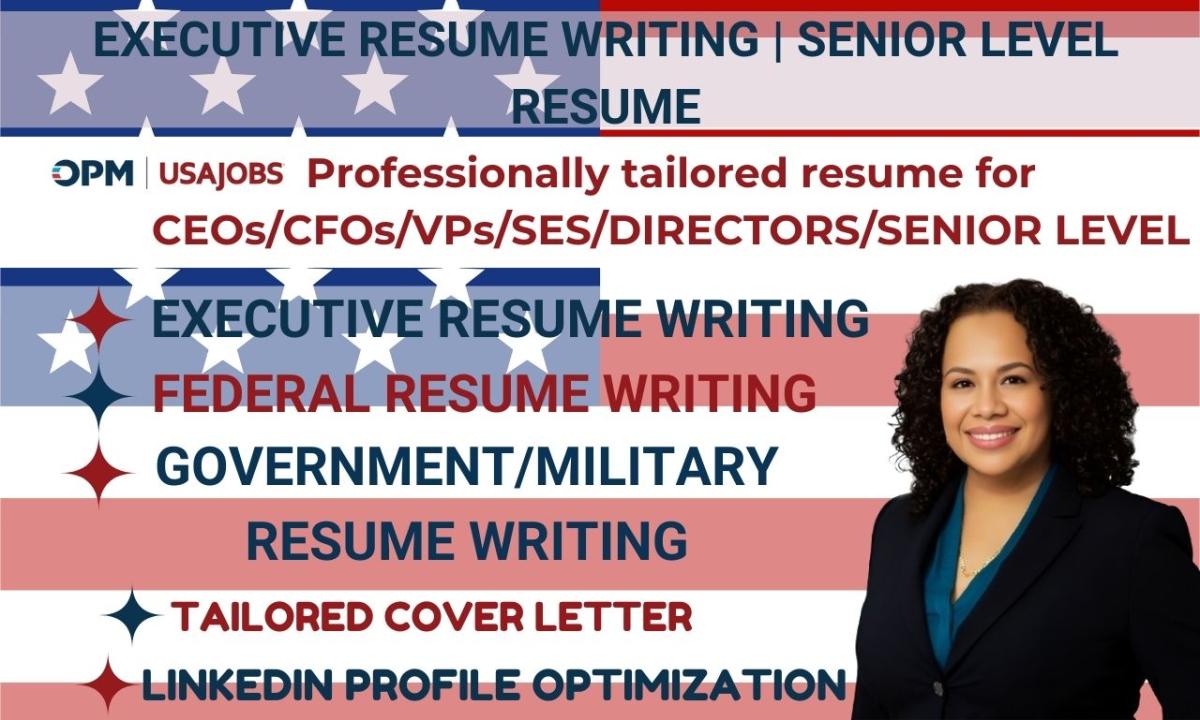 I will write ATS Executive Resume Writing, Federal Resume Writing USAJOBS Resume