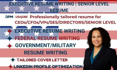 I will write ATS Executive Resume Writing, Federal Resume Writing USAJOBS Resume