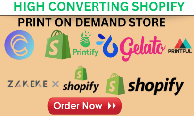 I will do Shopify store print on demand customization via CustomCat, Zakeke, Teeinblue