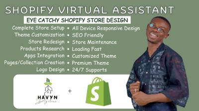 Be Your Shopify Virtual Assistant, Shopify Store Manager, Shopify Website Design