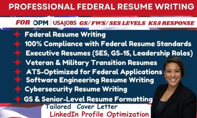 I will write ATS Resume, Federal Resume Writing, USAJOBS, Executive, Software Engineer