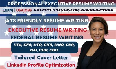I will write executive resume writing ATS federal resume writing, cover letter