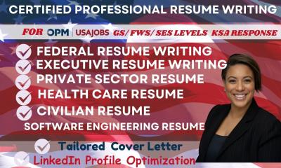 I will write ATS Resume, Writing CV, Cover Letter, LinkedIn Optimization for USAJOBS