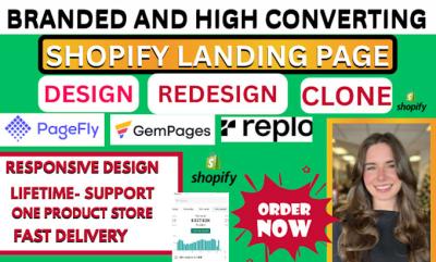 I will design Shopify product page with PageFly, Shogun, Gempages, or Replo to convert