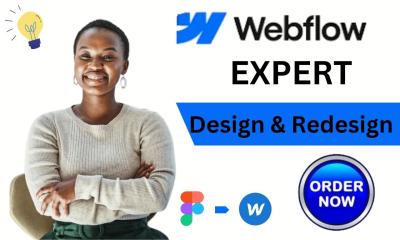 I will do XD to Webflow, Figma to Webflow, WordPress to Webflow Website Development