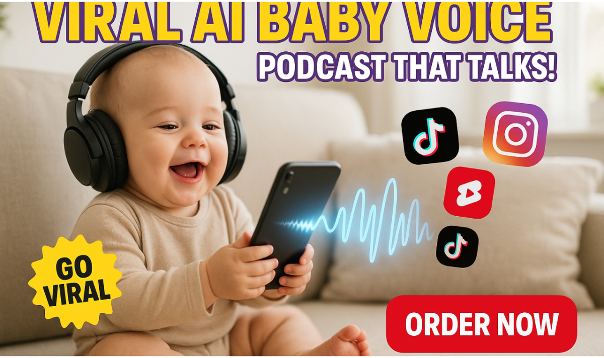 I will create baby talking podcast ai baby podcast viral ai baby talking podcast