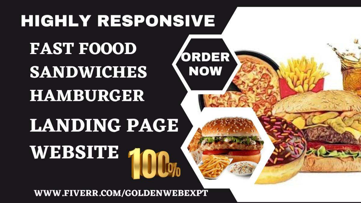 Design Responsive Fast Food Landing Page for Hamburger, Sandwiches & Snacks Sales Funnel