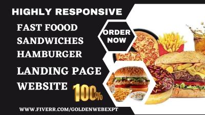 Design Responsive Fast Food Landing Page for Hamburger, Sandwiches & Snacks Sales Funnel
