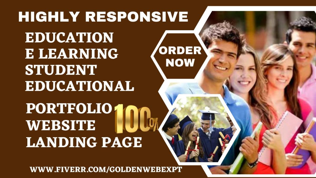 Design an Education Portfolio Website, Student E-Learning Platform, College LMS & Landing Page