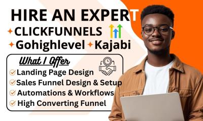 I Will GoHighLevel ClickFunnels Kajabi Membership Ebook Funnel Workflow Automations