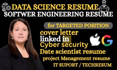 I will write software engineering resume, tech resume, data science resume and CV
