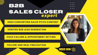 I will do B2B High Ticket Sales Closer, Sales Agent, Saleswoman, and Generate Sales Leads