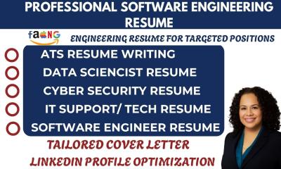 I will write ATS Software Engineer Resume Writing, IT, Data, Cyber as a FAANG Recruiter