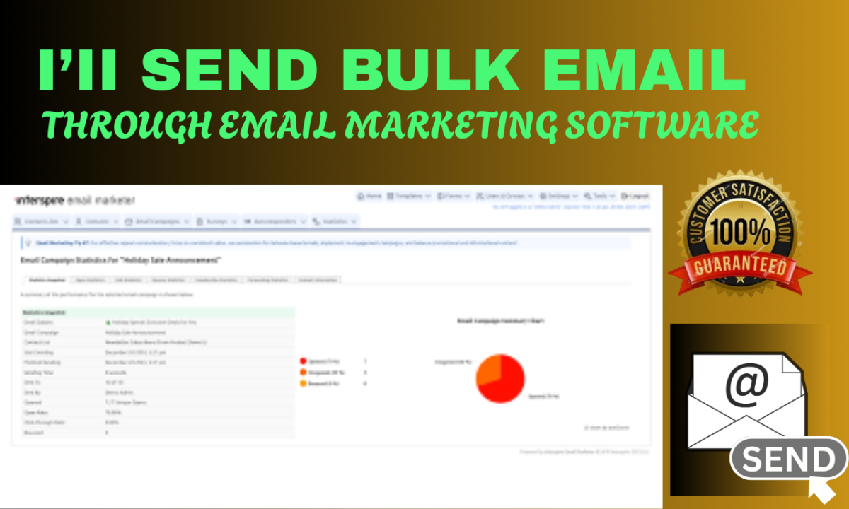 I will send bulk email marketing with text, images, html templates