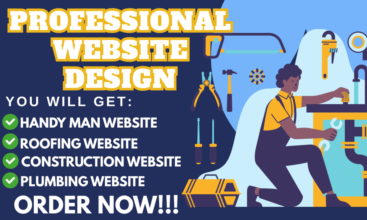 I will create handyman, HVAC, construction company, or plumbing website