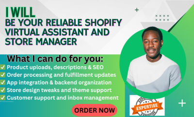 I will be your reliable Shopify virtual assistant and store manager