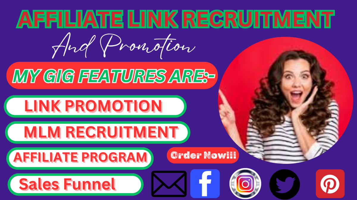 I will do affiliate link sign up, affiliate recruitment, and affiliate link promotion