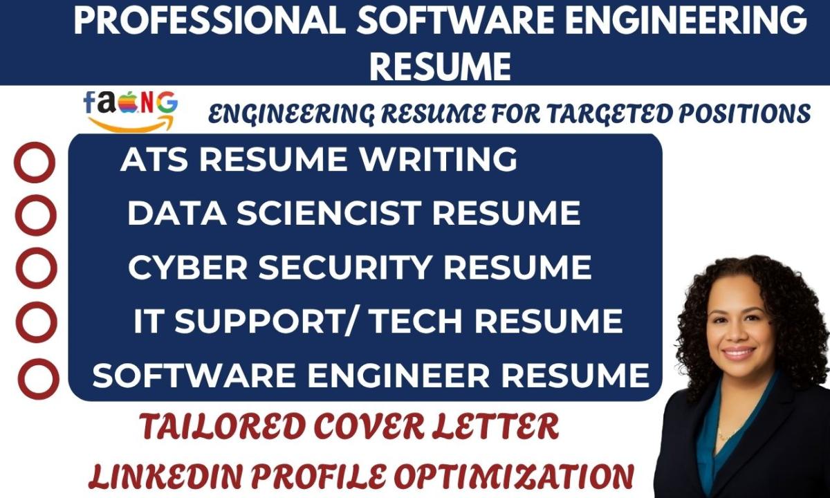 I Will Write Software Engineer Resume, ATS Resume, Data Science Resume as Tech Recruiter
