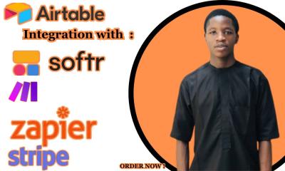 I will setup Airtable, Integrate Webflow with Zapier, Softr, HubSpot, Make.com & Stripe