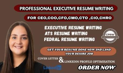 I will write an ATS optimized executive resume for C Suite and Director roles