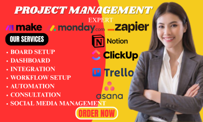 I will set up workflow automations for Monday, ClickUp, Trello, and Notion