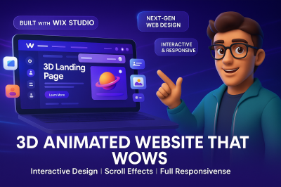 I will 3d animated website, 3d animated wix website, interactive wix studio website