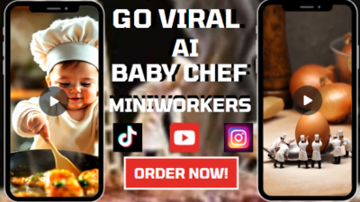 I will viral ai baby chef video ai miniworkers miniatures minichefs ai product video