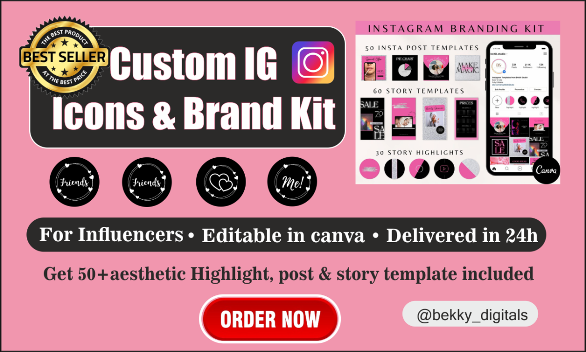 I Will Design Instagram Highlight Icons and Brand Kit for Influencers