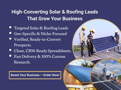 I will be your expert in solar and roofing leads generation and digital marketing