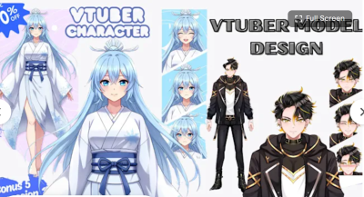 I will be VTuber artist do Live2D model VTuber commission rigged model 3D VTuber design