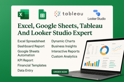 I Will Do Excel Spreadsheets Tableau Dashboard Google Sheets Templates Looker Studio